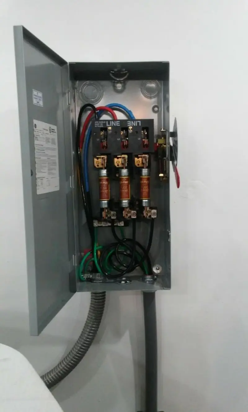 Three-phase disconnect switch installed for Electrical Wiring & Rewiring in Wells